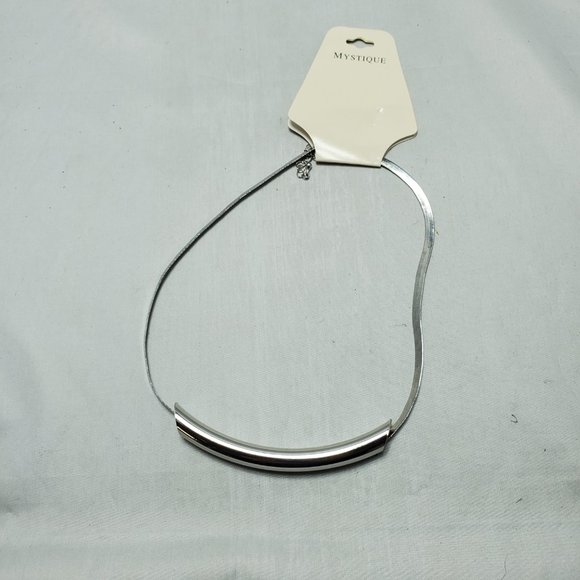 Mystique silver slider bar  necklace with snake chain - Picture 3 of 6